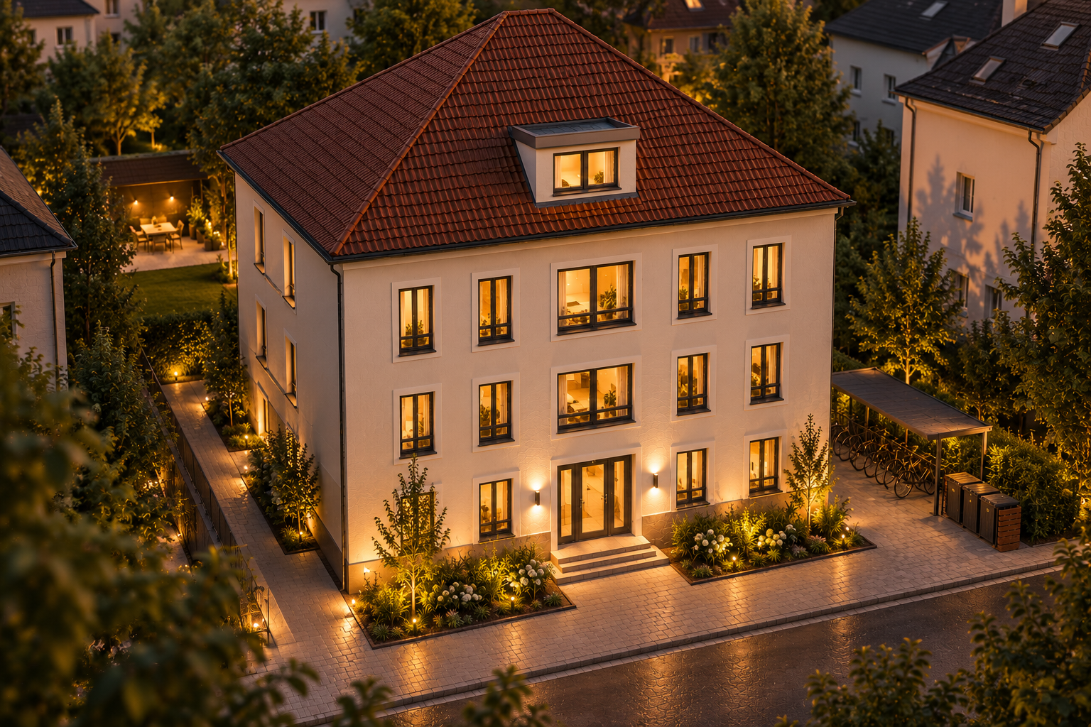 Perspektivische Ansicht des Wohngebäudes in der Gabelsbergerstraße